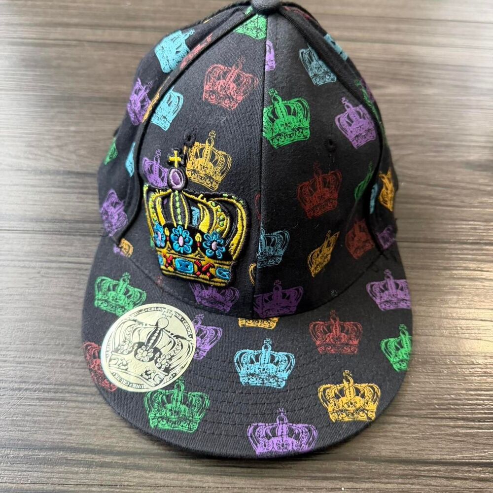 Y2K Skate Crown All Over Print black one size fits all flex hat grunge